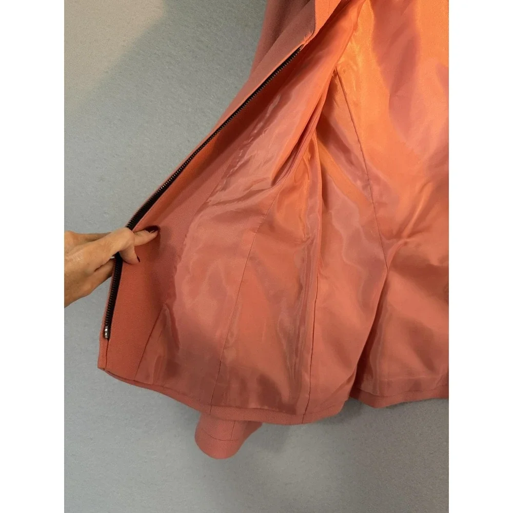 Tahari Arthur S. Levine Blazer Womens 6 Pink Crepe Zip Front Lined Jacket
